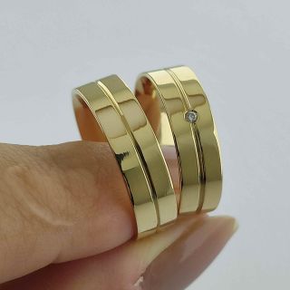 Aliança de Casamento Tradicional Tailândia Ouro 18K 6mm retas