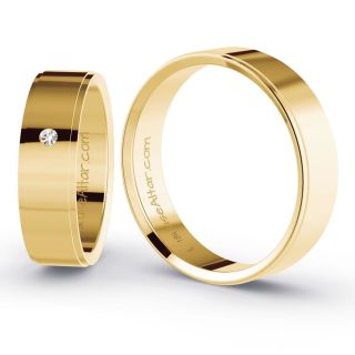 Aliança de Casamento Tradicional Taipé Ouro 18K 5mm retas c/ Zircônias