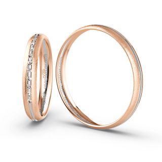 Aliança Aditi Ouro Branco/Rosé 18K c/ Zircônias