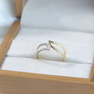 Anel Azur Folhas Infinito Moderno Ouro Amarelo/Branco 18K