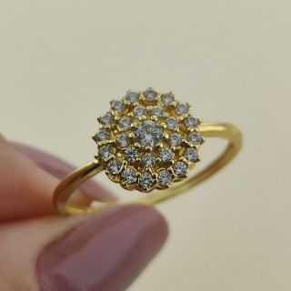 Anel Eros Chuveiro Redondo de Zircônias Ouro Amarelo 18K