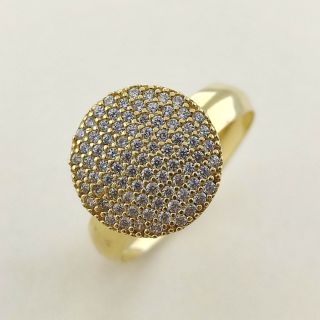 Anel Gaia Pavê Redondo de Zircônias Ouro Amarelo 18K