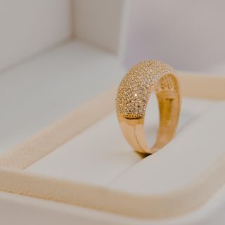 Anel Tot com Pavê de Zircônias Ouro Amarelo 18K