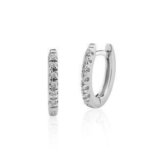 Brinco Argola Módena Cravejada de Diamantes Ouro Branco 18K