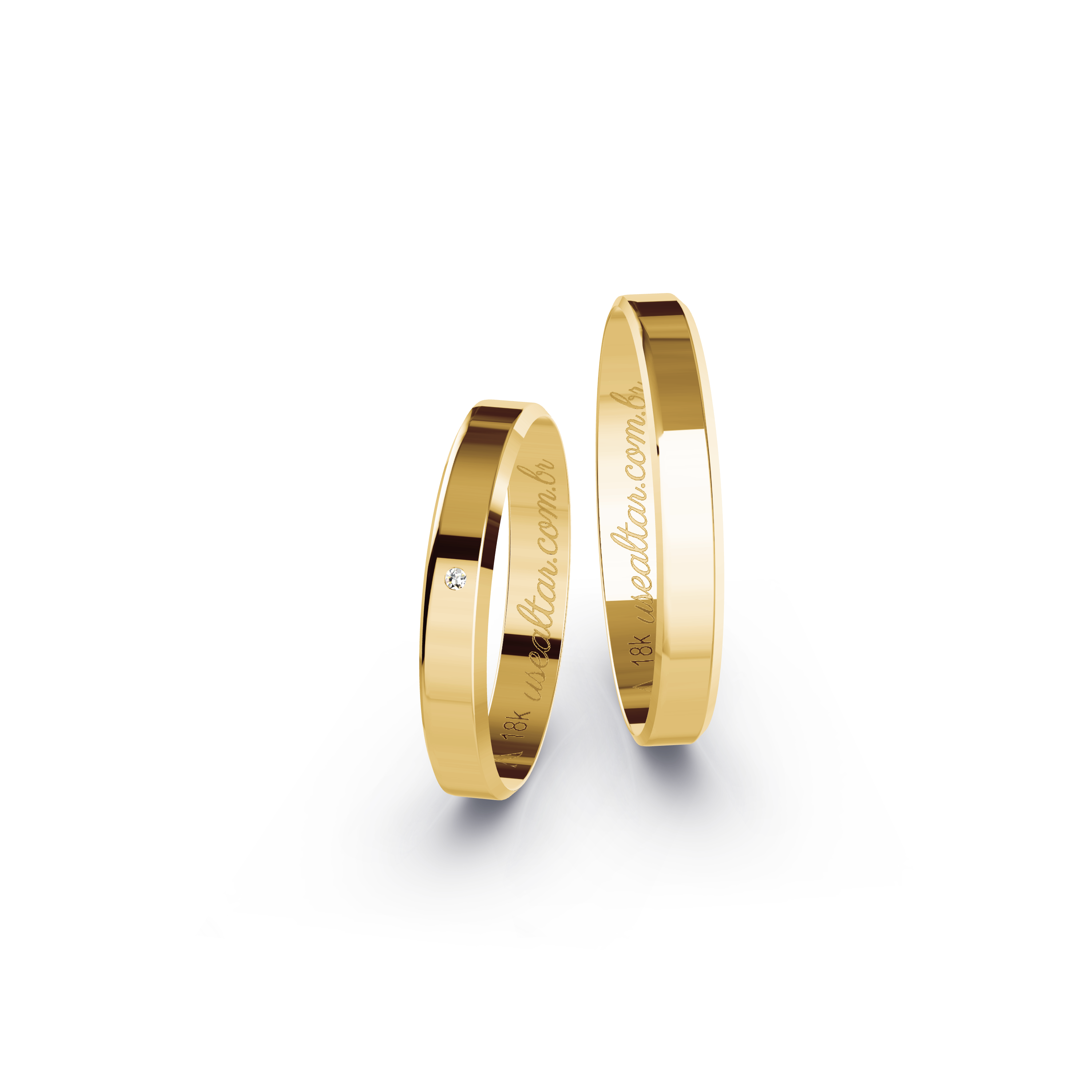 ALIANÇA DE CASAMENTO FINA ABAETETUBA OURO 18K 3MM RETAS C/ ZIRCÔNIAS