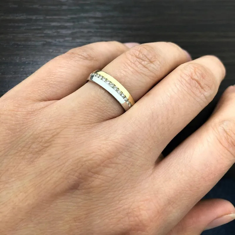 Aliança de Casamento Ouro Amarelo e Branco 18K Porto de Espanha 5mm