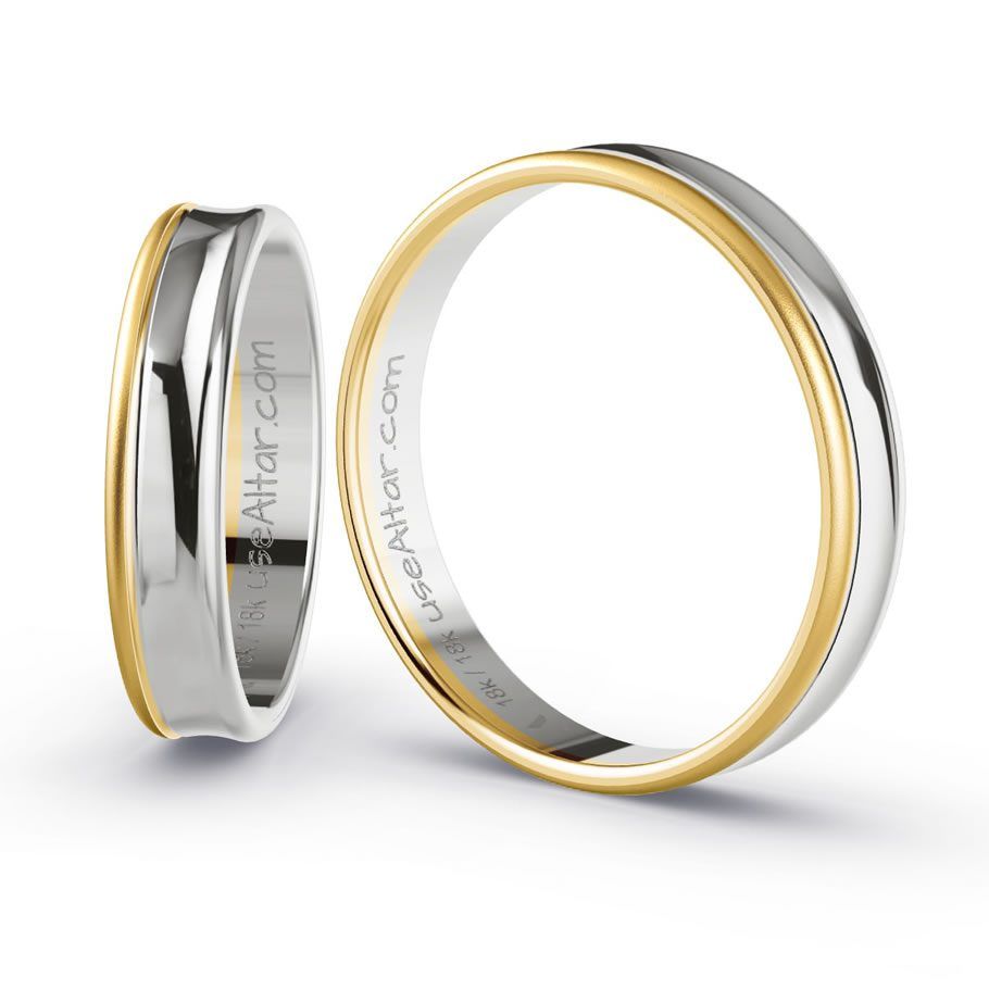 ALIANÇA DE BODAS FINA LISBOA 4MM OURO AMARELO/BRANCO 18K