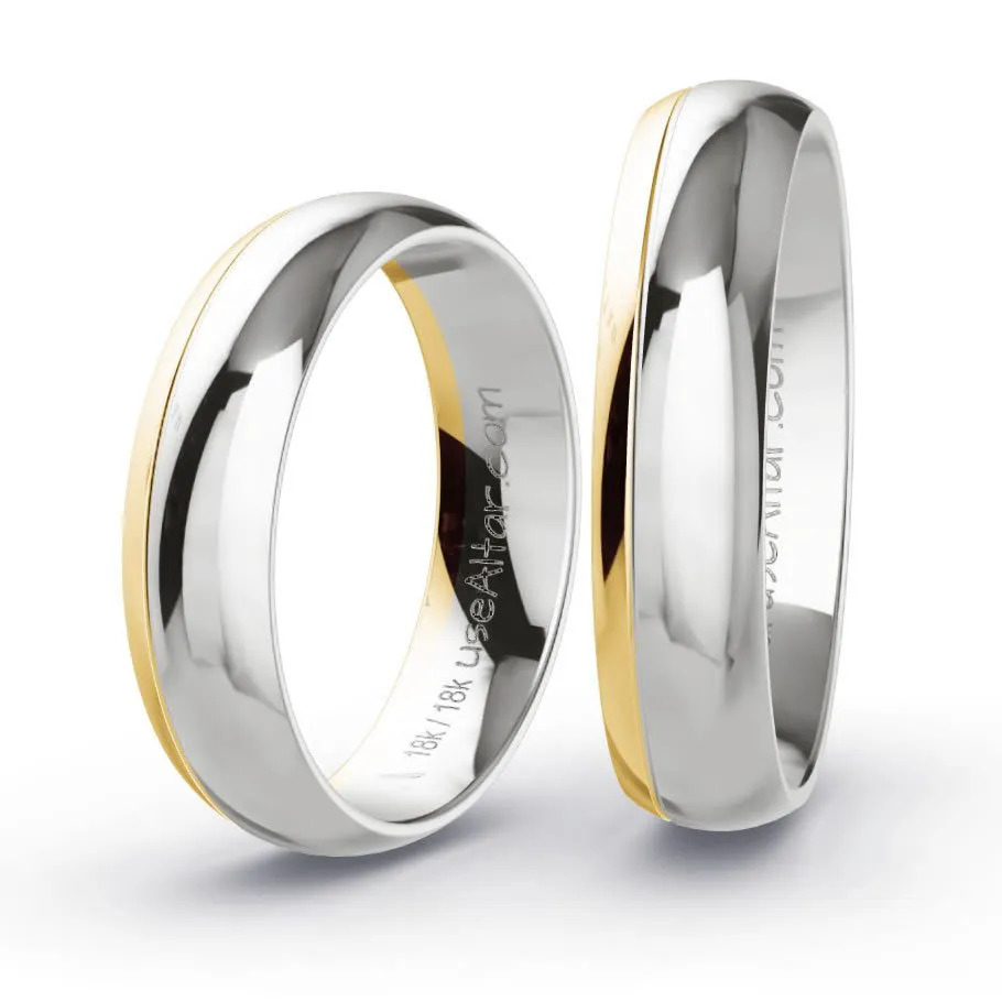 Aliança de Casamento Ouro Amarelo e Branco 18K Porto Príncipe 5mm