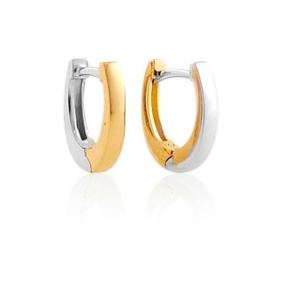 Brinco Argola Catanzaro Larga Dupla Face Bicolor Ouro 18K